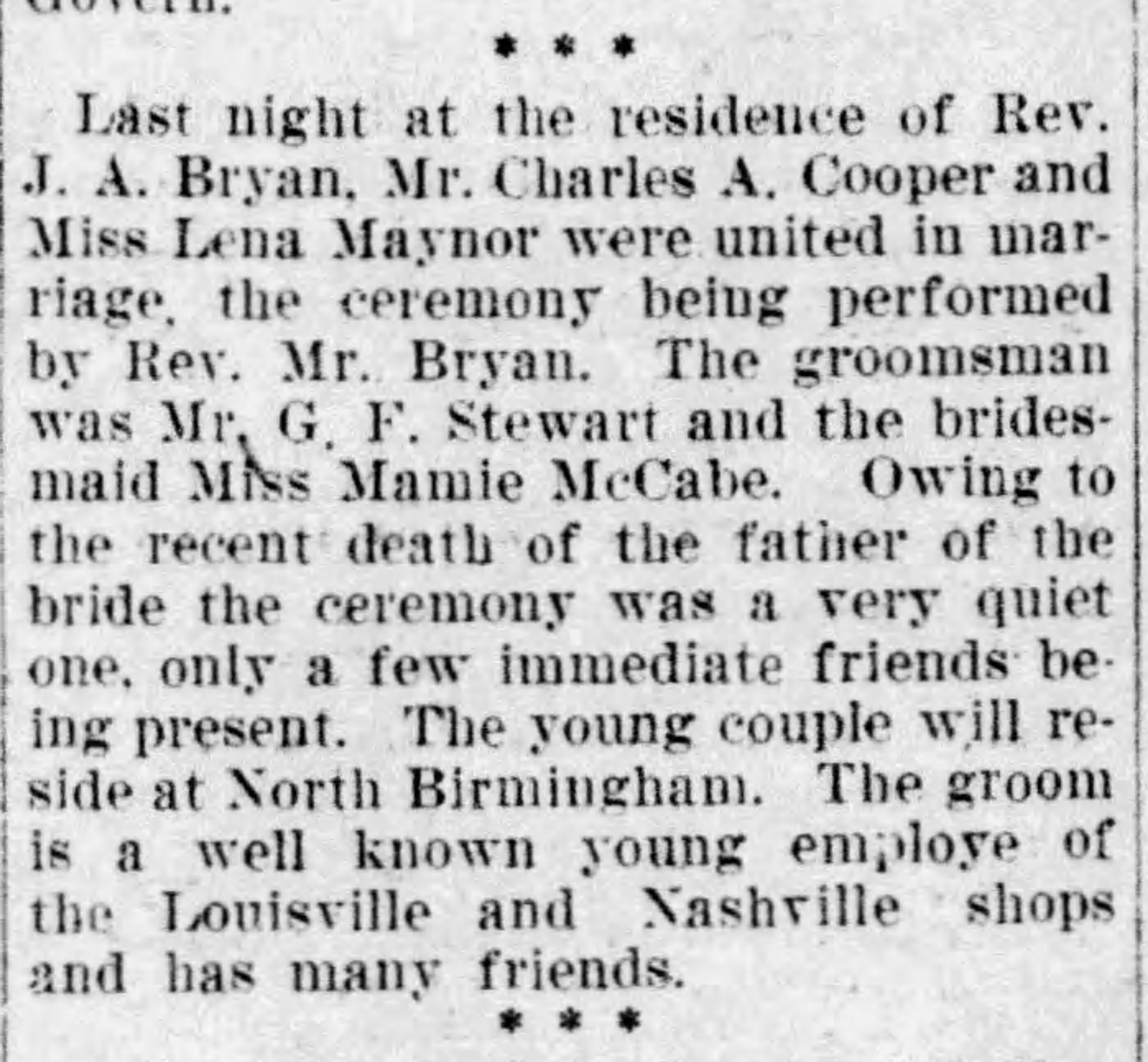 Charles A. Cooper-Lena Maynor